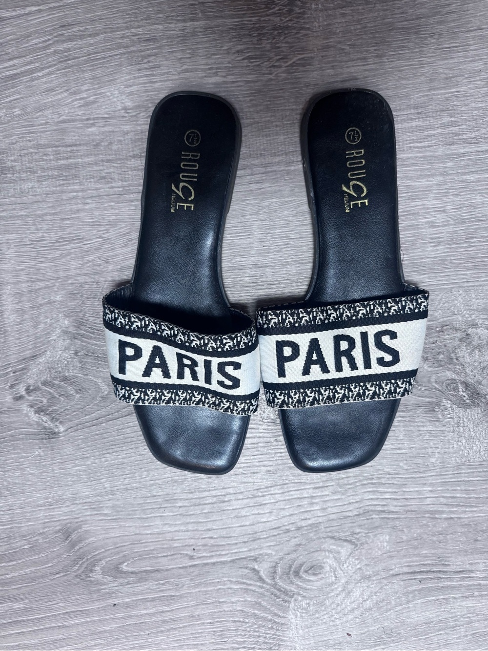 Rouge Helium Black & White PARIS Slide Sandals